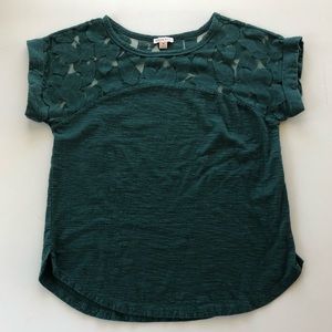 🔴 3/$20 Merona Emerald Green Top Lace Trim medium